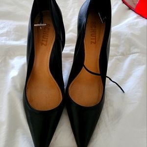 Schutz ankle strap stilettos. Worn, slight rip
